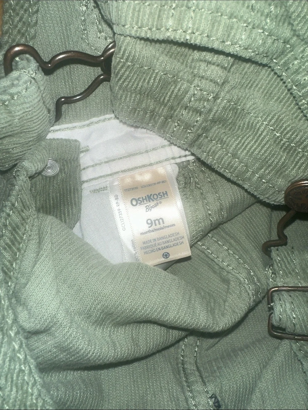 OshKosh B'gosh Green Corduroy Kids Overalls